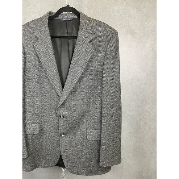 Vintage Burberrys Blazer Mens 00 Grey Tweed 100% Pure Wool - Picture 6 of 15